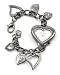 Heart Watch Charm Bracelet Clear Crystal Pretty Gunmetal