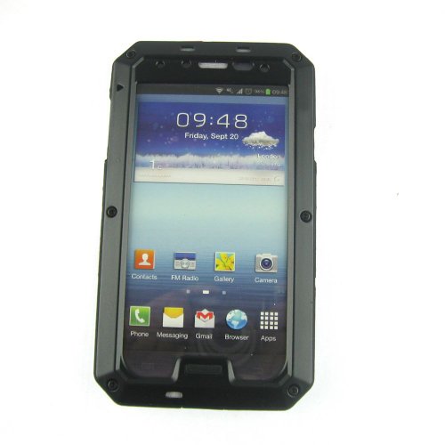 EK Aluminum Metal Protective Armor Cases w/ Gorilla Glass for Samsung Galaxy S4 i9500, Black