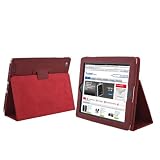TeckNet® New iPad 3 & iPad 2 Premium Folio Case / Cover and Flip Stand For New Apple iPad 3rd Generation & iPad 2, With Magnetic Auto-Sleep + Includes 2 Screen Protectors - Wine Red