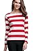 OUGES Women's Long Sleeve Stripe Pattern T-Shirts,Red White Stripe,XX-Large