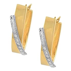 14k Two-Tone Gold Hoop Earrings by Kooljewelry
