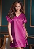 Roamans Plus Size Satin Sleep Tee by Amoureuse (MAGENTA,3X)