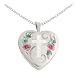 Sterling Silver Cross with Flowers and Leaves Heart Locket Pendant, 18