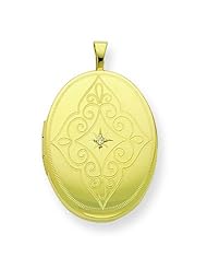 Gold-plated Sterling Silver & Diamond 20mm D/C Oval Locket.