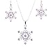 Silver Tone Cz Bridesmaid Snowflake Necklace with Earrings Set