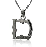 Men's Black Sterling Silver Alphabet Initial D Black Diamond Pendant Necklace - 0.07 carat