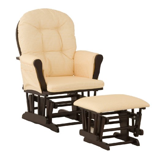 Stork Craft Hoop Glider and Ottoman EspressoYellow Gingham