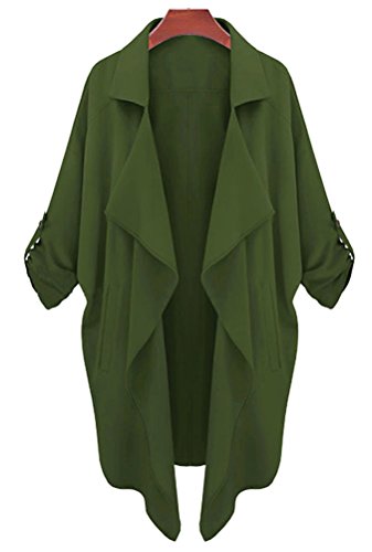 Bluetime Women's Thickened Chiffon Long Sleeve Drape Open Front Trench Coat Cardigan