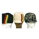 Rasta Square Rib Knitted short visor Beanie Hat