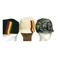 Rasta Square Rib Knitted short visor Beanie Hat