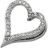 14K White Gold Diamond Heart Pendant Slide