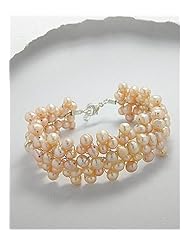 Peach (Natural) Fresh Water Pearls Bracelet In Zinc