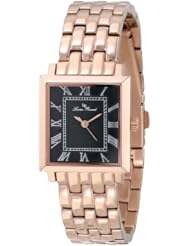 Lucien Piccard Womens LP-10502-RG-11 Bianco Black Dial Rose Gold Ion-Plated Stainless Steel Watch