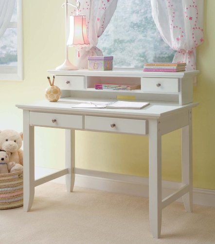 Home Styles Naples Student Desk and Hutch Set in White Finish