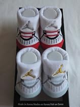 Nike Jordan Booties Girl Boy Baby Infant 3-6 Months with Jumpman Sign White/red and White/light Blue Sock 2 PCS One Set New
