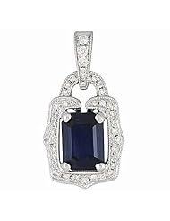 14K White Gold Sapphire and Diamond Pendant -- LIFETIME WARRANTY