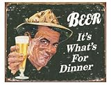 Desperate Enterprises Beer It's What's for Dinner Collectible Metal Sign, Model# 1424