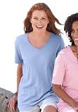 Woman Within Plus Size Perfect V-Neck Tee (Cool Blue,L)