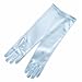 ZaZa Bridal Long Shiny Stretch Satin Dress Gloves For Girl 6BL-Light Blue/4-7yrs