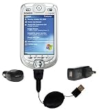 Retractable USB Hot Sync Compact Kit with Car & Wall Charger for the Audiovox PPC XV6600 - Gomadic Brand w/ TipExchange Technology