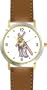 Jesus Christ Carrying Cross Christian Theme - WATCHBUDDY� DELUXE TWO-TONE THEME WATCH - Arabic Numbers - Brown Leather Strap-Size-Large ( Men's Size or Jumbo Women's Size )