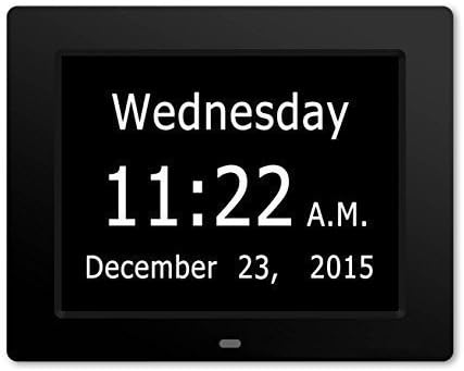 ESH Extra-Large Memory Loss Digital Calendar Day Clock with With Full Day &amp; Month Spelling No Abbreviations Great For Impaired Vision (Black)