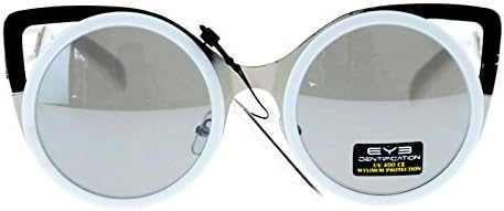 Eyedentification Retro Unique Cat Eye Circle Lens Sunglasses White Smoke