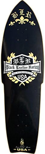 Black Leather Racing Shield Racer Longboard Skateboard Deck - 9" x 32"