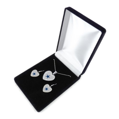 NFL Dallas Cowboys Reversible Crystal Heart Pendant and Earrings in Satin Box