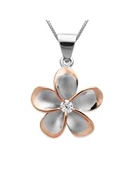 Plumeria Two Tone Rose Gold Necklace with Chain