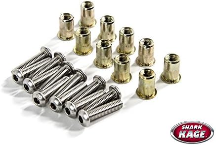 12pcs. Hex Cap Screw (M6x 20mm) &amp; 12pcs. Rivet Nut M6x 1.0 for Shark Kage8482; Loading Truck Ramps