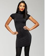 Lurex Striped Turtleneck Dress