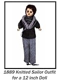 1889 Knitted Sailor Outfit Pattern for a 12 Inch Antique Doll