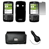 EMPIRE Black Leather Case Pouch with Belt Clip and Belt Loops + Black Rubbe ....