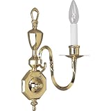 Progress Lighting P2976-10 One-Light Wall Fixture Etched Faceted Back Plate and Diamond Arms, Polished Brass