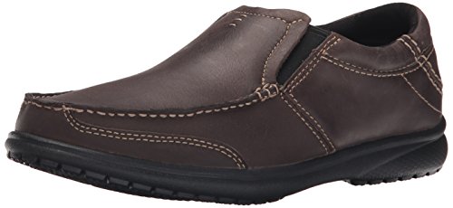 crocs Men's Shaw Leather M Slip-On Loafer, Espresso/Black, 12 M US
