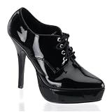 5 Inch Sexy High Heel Oxford Shoe Spectator Black Patent Platform Black
