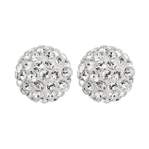 9ct Yellow Gold 8mm Ladies' White Crystal Ball Stud Earrings