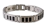 Sabona 35075 Black Carbon Fiber Stainless Magnetic Bracelet, Large