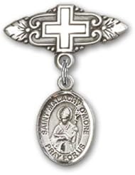 Sterling Silver Baby Badge with St. Malachy OMore Charm and Badge Pin with Cross