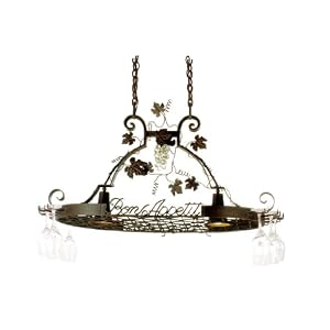 Kalco Billiard Island Lighting 3635AC Kalco 3635 Bon Appetit Pot Rack Antique Copper AC