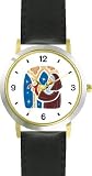 Nun in Prayer Christian Theme - WATCHBUDDY&reg; DELUXE TWO-TONE THEME WATCH - Arabic Numbers - Black Leather Strap-Children's Size-Small ( Boy's Size & Girl's Size )