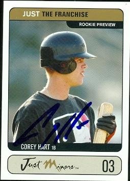 Corey Hart Autographed/Hand Signed MLB Baseball Card (Milwaukee Brewers) 2002 Just Minors Franchise