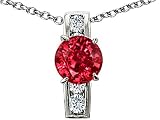 2.05 cts 925 Sterling Silver 14K White Gold Plated Lab Created Round Ruby Pendant