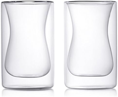 Double-Wall Glass Insulated 6-Ounce Turkish Style Tea, Coffee & Espresso Cups, Set of 2