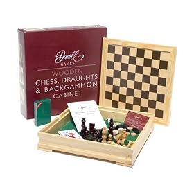 Deverell Games Wooden Chess, Draughts & Backgammon Box Set