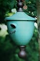 TOM TORRENS Copper Tone Iron Hand Crafted Acorn Art Birdhouse with Solid Steel Hanger for Secure Placement.