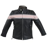 Kids Leather Jackets - Girls Kids Leather Motorcycle Jacket KJ745 Black/Pink