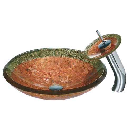VIGO VGT016 Glass Faucet Bathroom Vessel Sink, Chrome