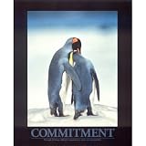 Professionally Framed Commitment (Penguins) Art Poster Print - 16x20 with RichAndFramous Black Wood Frame